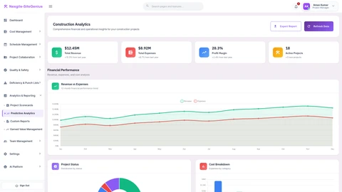 Predictive Analytics Dashboard - AI-powered forecasting for cost and schedule