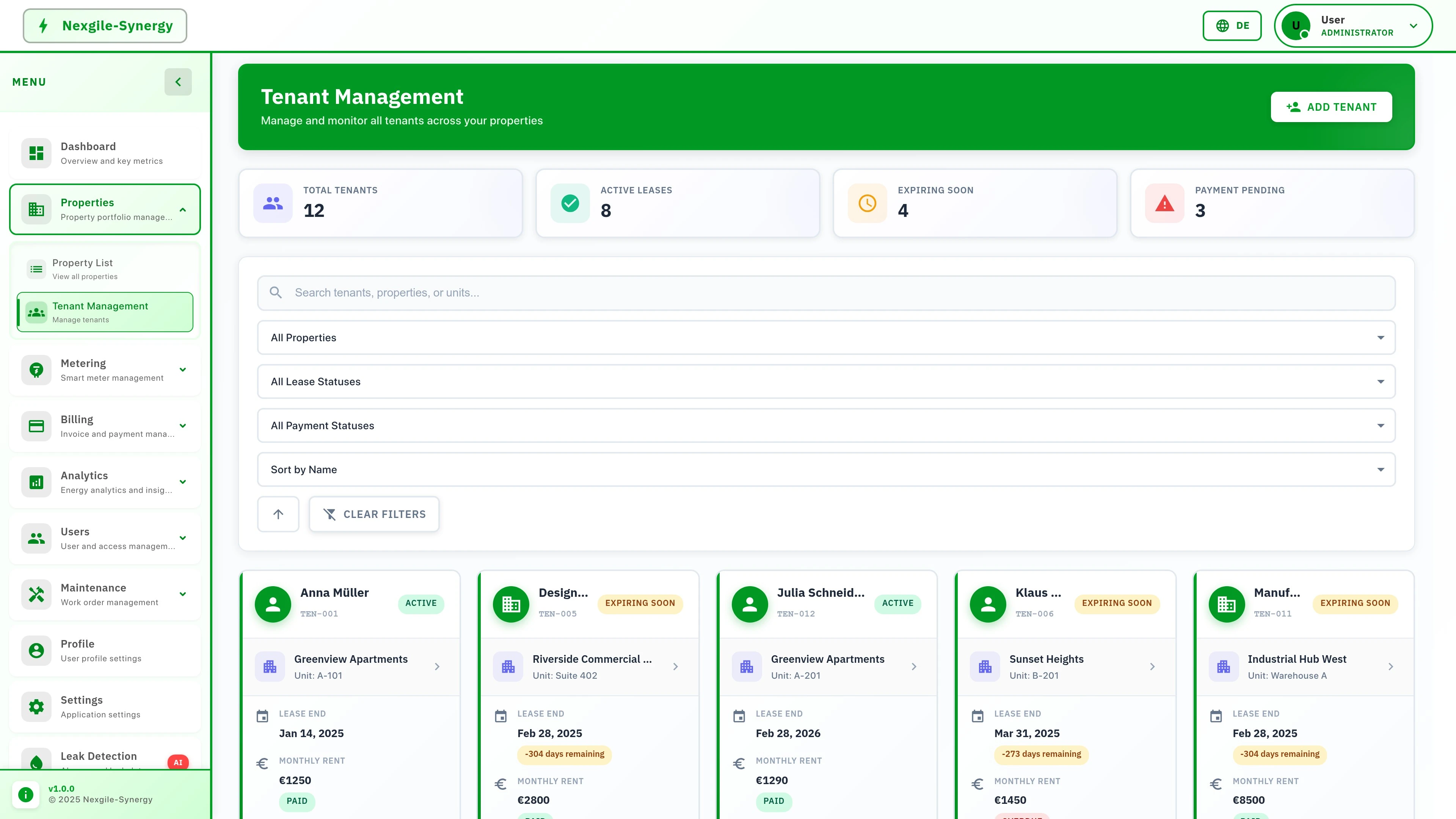 Nexgile-Synergy Grid Properties - Tenants Management